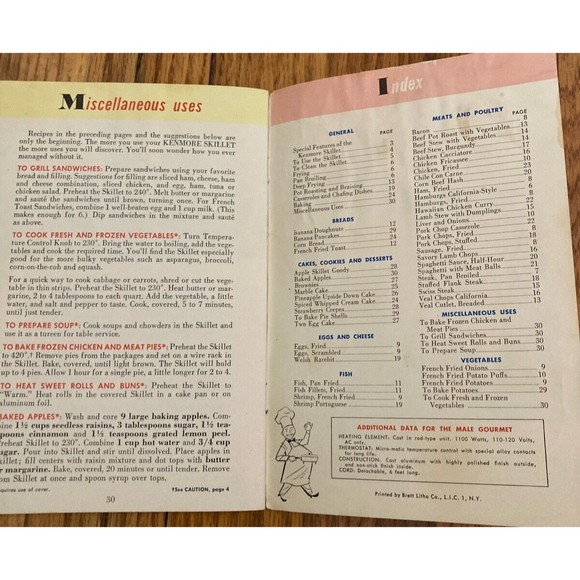 Kenmore Automatic Skillet Recipe Book Vintage 1955 Booklet Manual Paperback - Picture 8 of 9